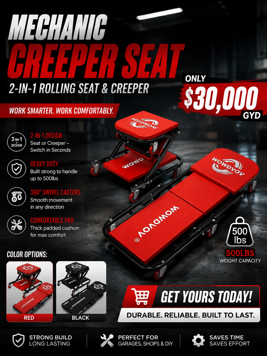 Mechanic Creeper Seat — 2-in-1