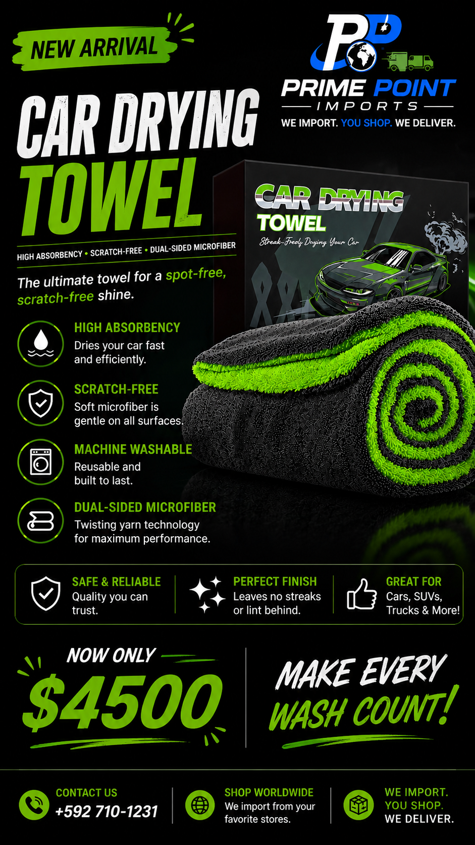 Car Drying Towel — Dual-Sided Microfiber